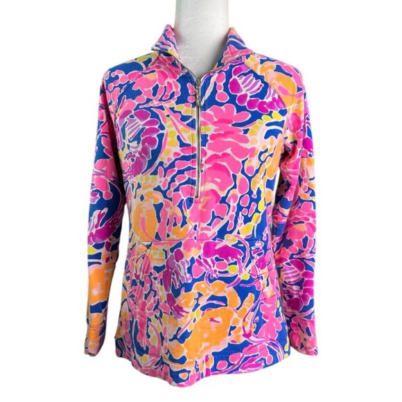 Lilly Pulitzer Upf 50+ Skipper Printed Popover with POCKETS 1/2 Zip Women's S - Picture 2 of 10